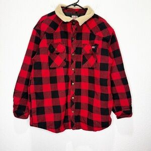 Dickies Buffalo Twill Shirt Chore Barn Coat Jacket Sherpa Collar XL Quilted